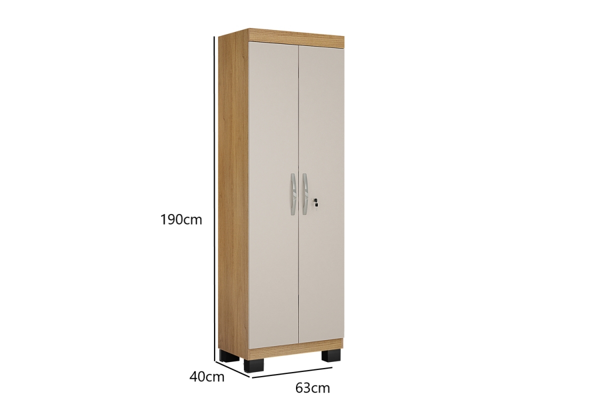 Armario Multiuso Asteca 2 portas com chave Valdemoveis Cinamomo/Off White