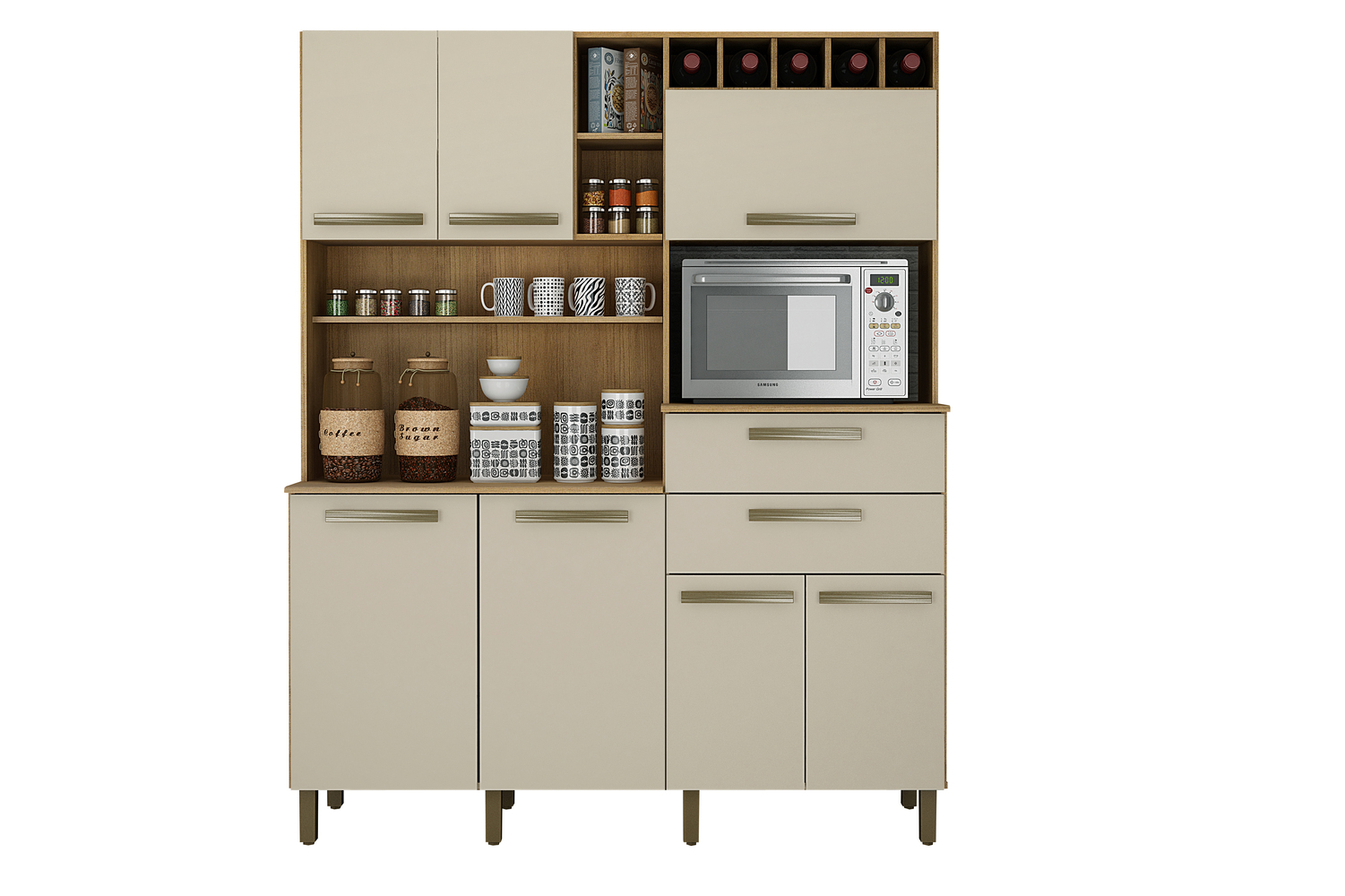 Armario para Cozinha 7 Portas Monte Rey Valdemoveis Cinamomo/Off White