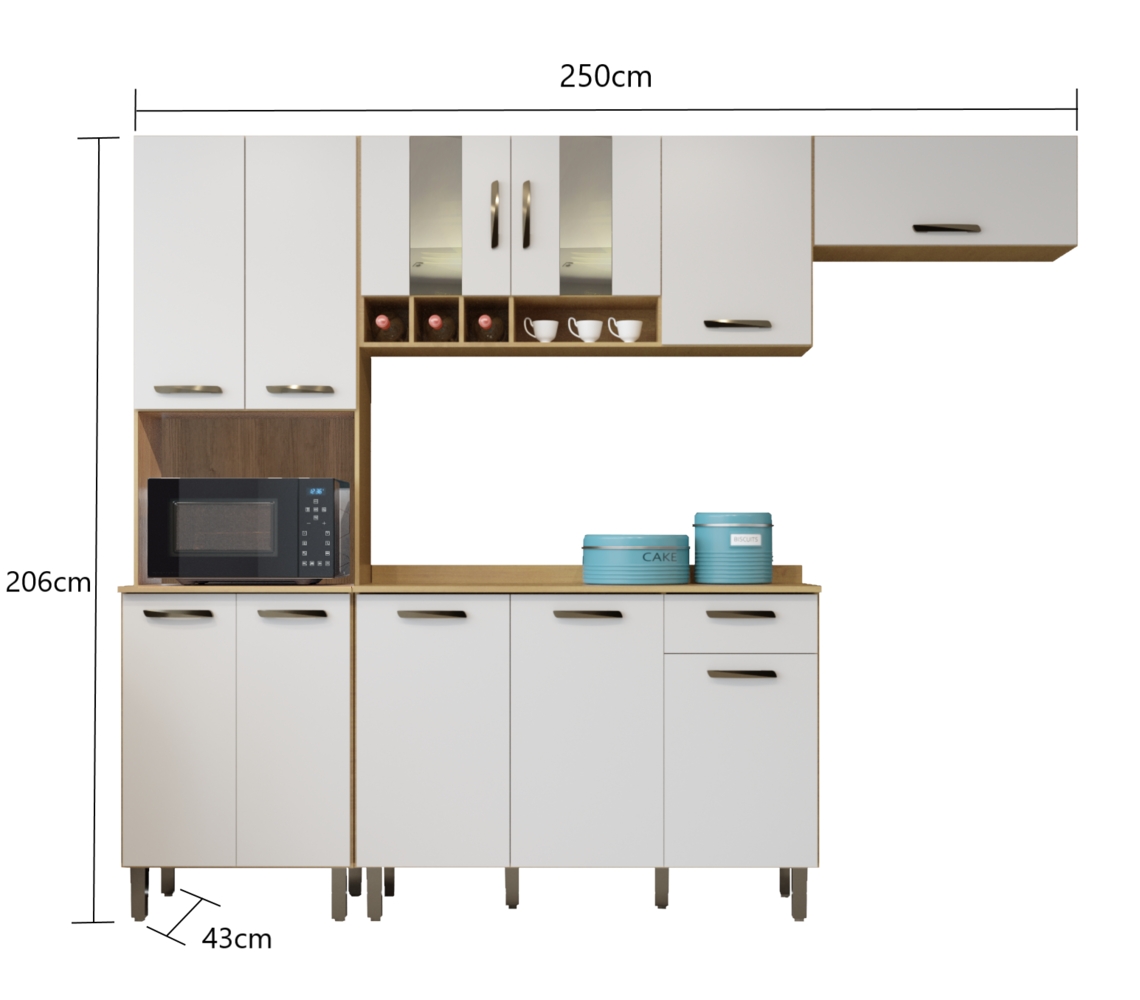 Cozinha 4 peças Zafira Valdemoveis Cinamomo/Off White