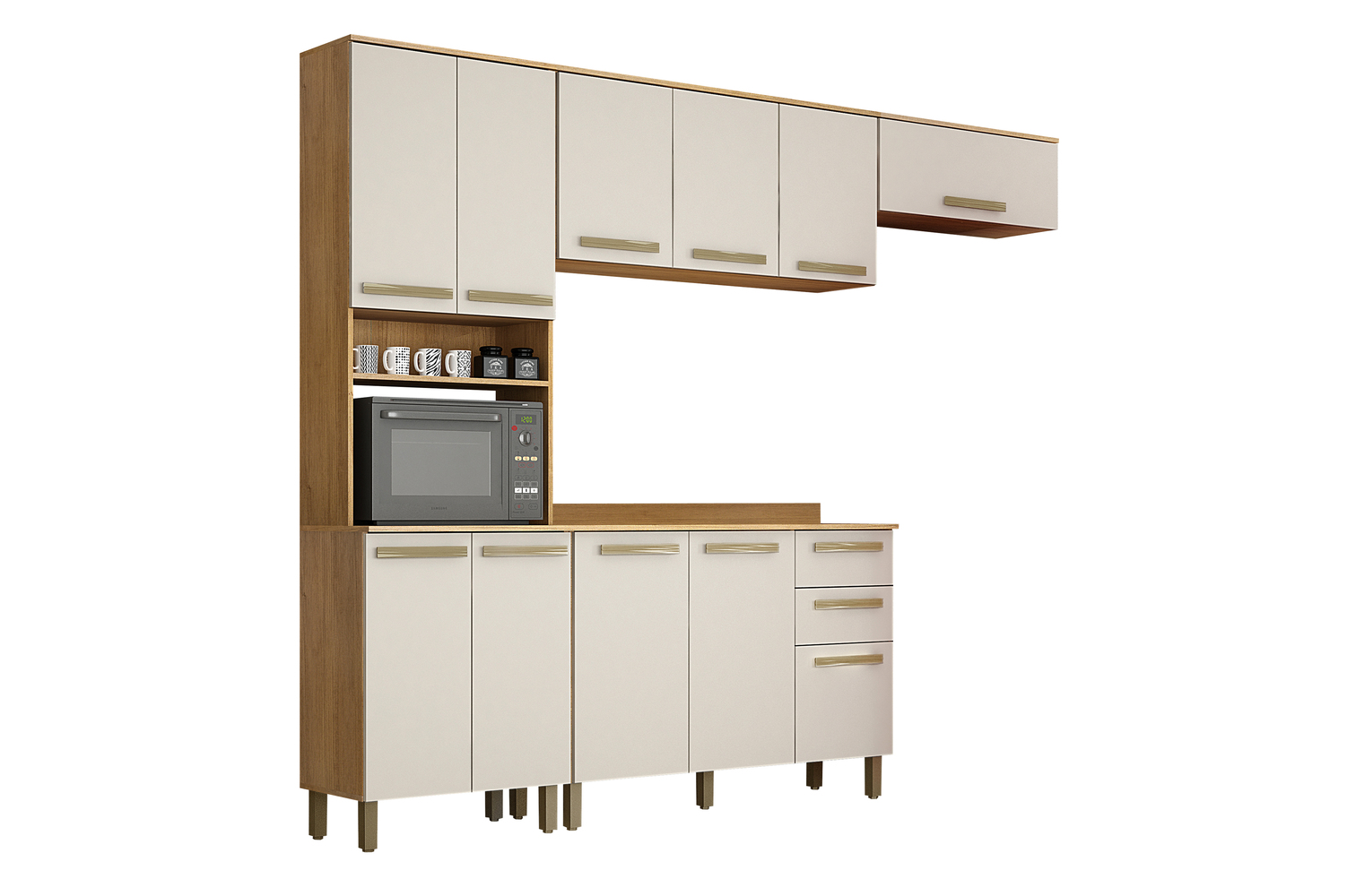 Cozinha Compacta 4 Peças 11 Portas Alpes Valdemoveis Cinamomo/Off White