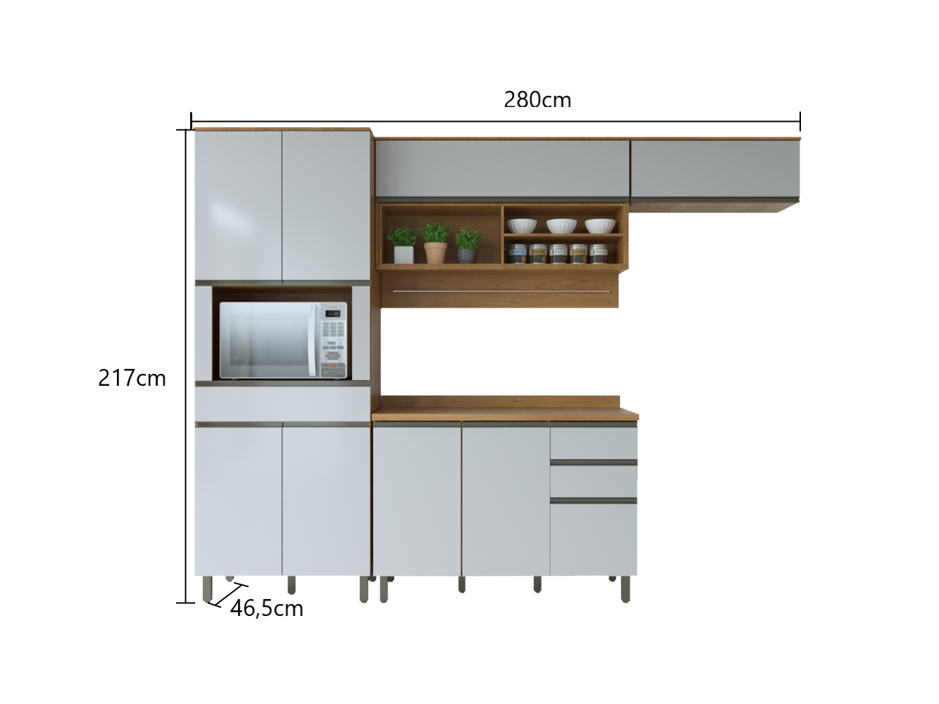Cozinha Compacta 4 Peças Turquesa Valdemoveis Cinamomo/Off White