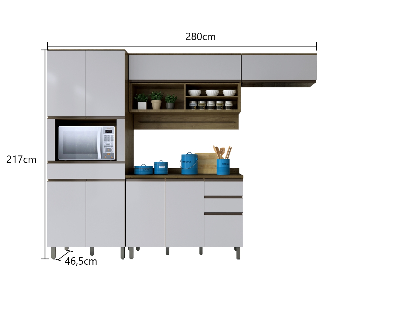 Cozinha Compacta 4 Peças Turquesa Valdemoveis Ipê/Off White