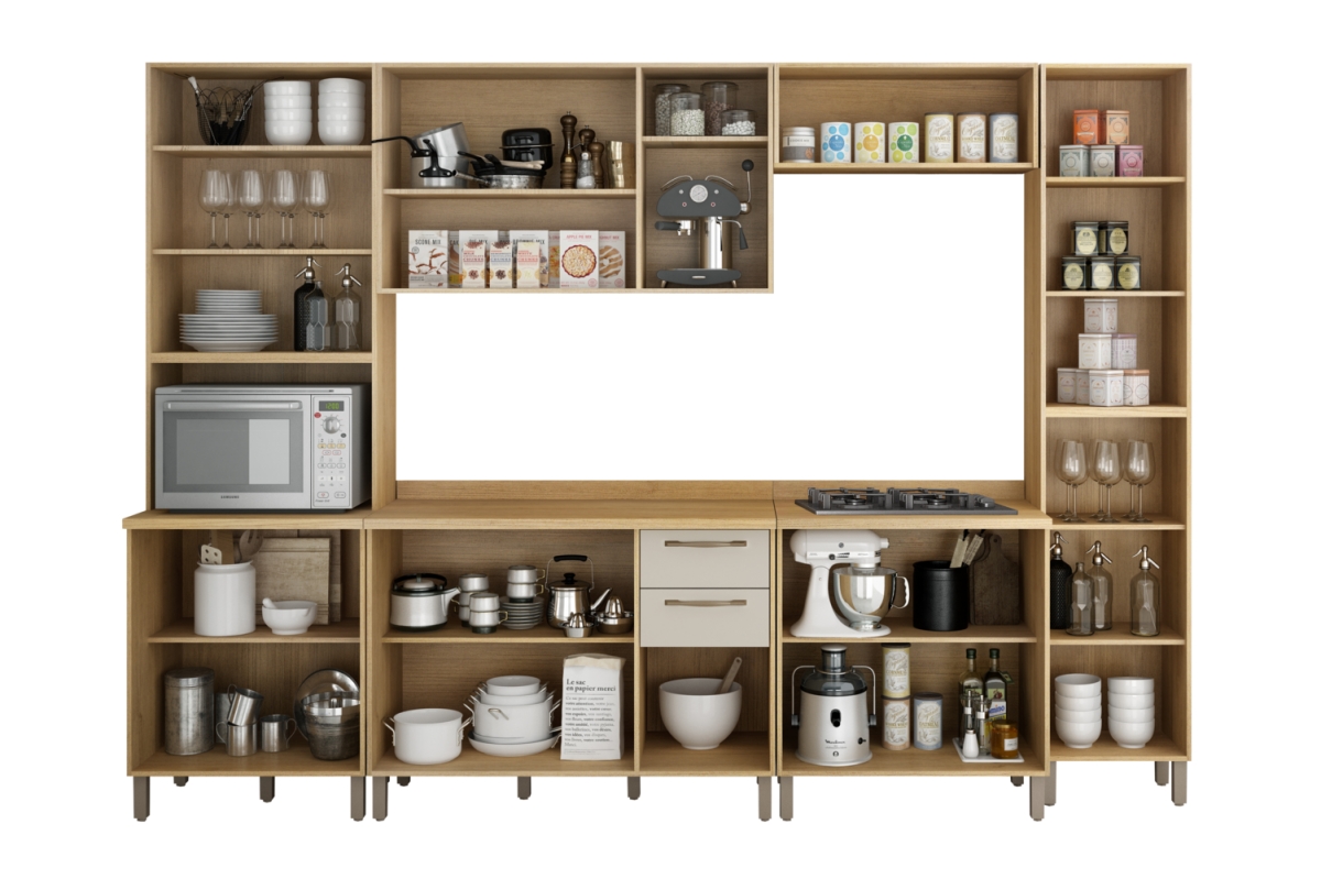 Cozinha Completa 6 Peças Austria Valdemoveis Cinamomo/Off White