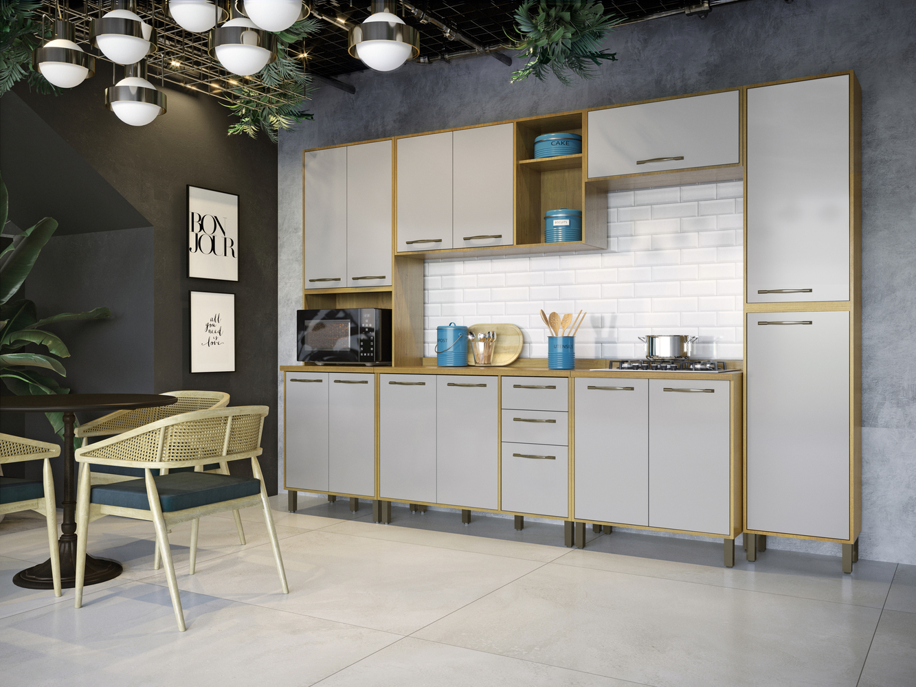Cozinha Completa 6 Peças Austria Valdemoveis Cinamomo/Off White