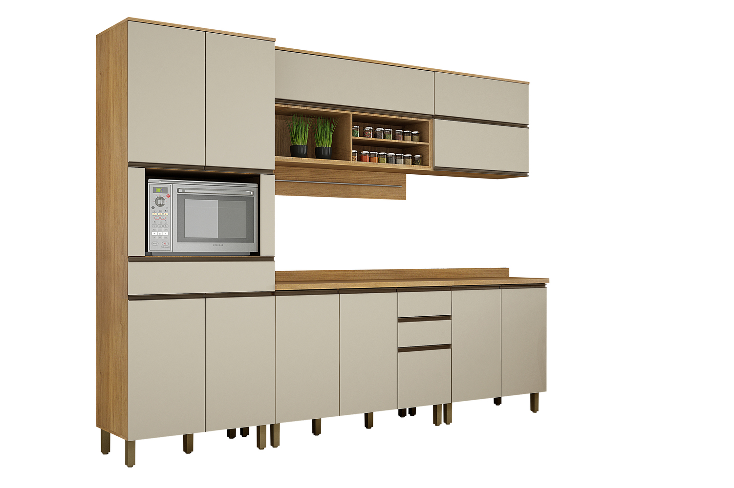 Cozinha Completa Turquesa 5 peças 12 portas 03 gavetas Valdemoveis Cinamomo/Off White