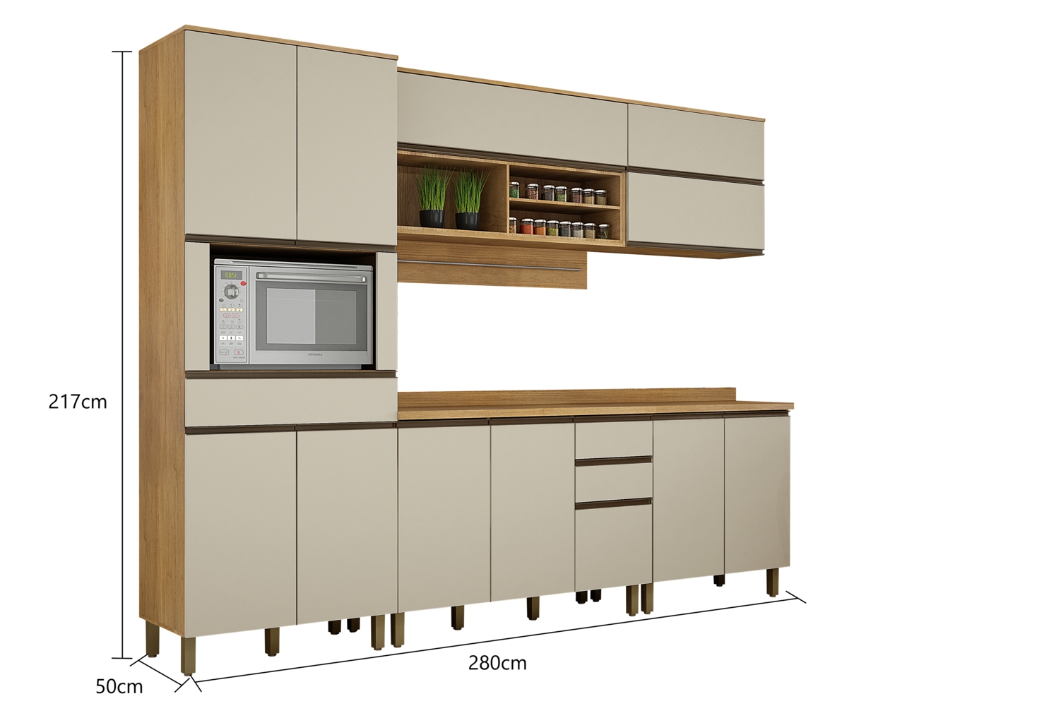 Cozinha Completa Turquesa 5 peças 12 portas 03 gavetas Valdemoveis Cinamomo/Off White