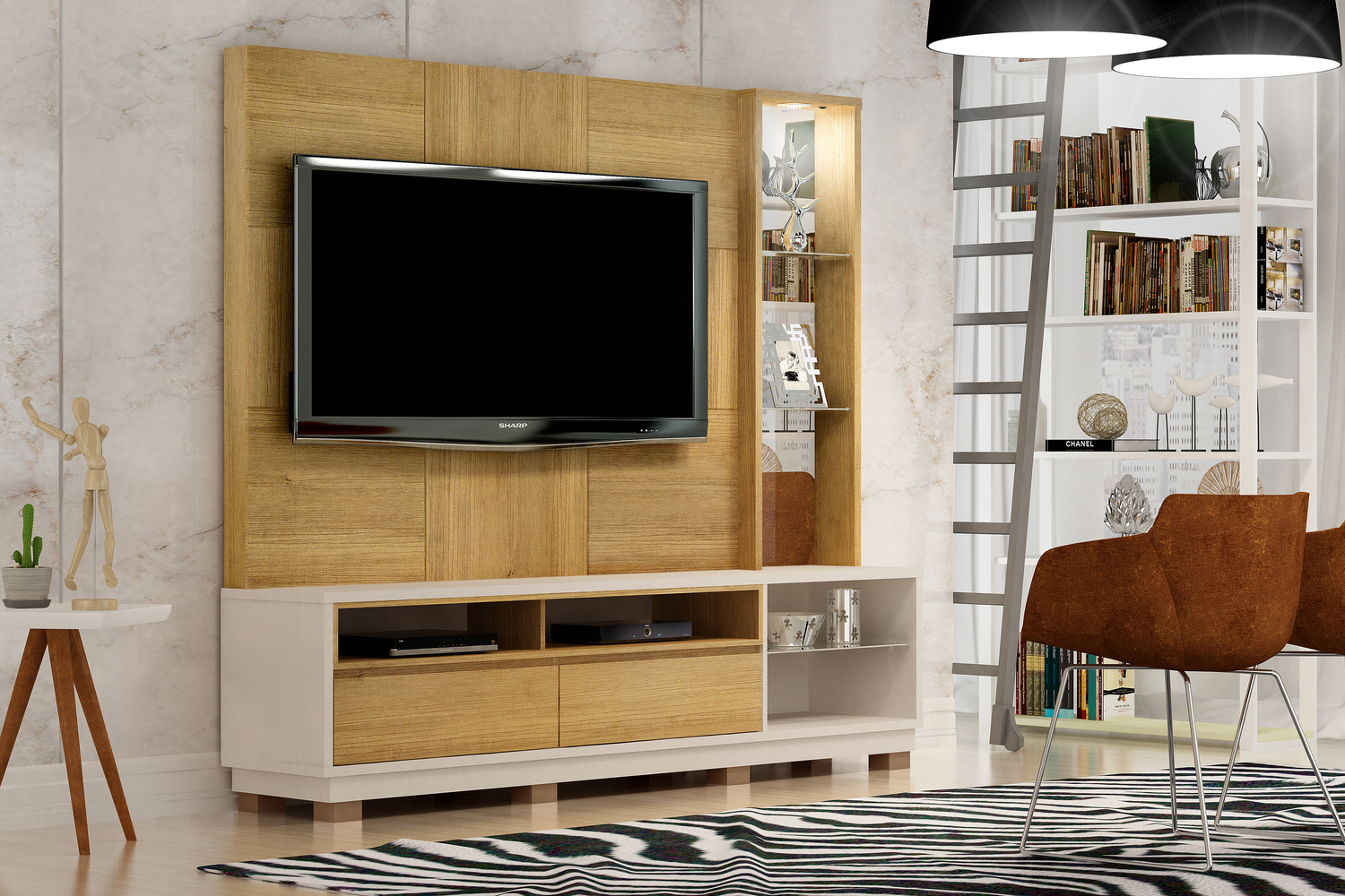 Home Nevada para TVs ate 65 Polegadas Valdemoveis Cinamomo/Off White