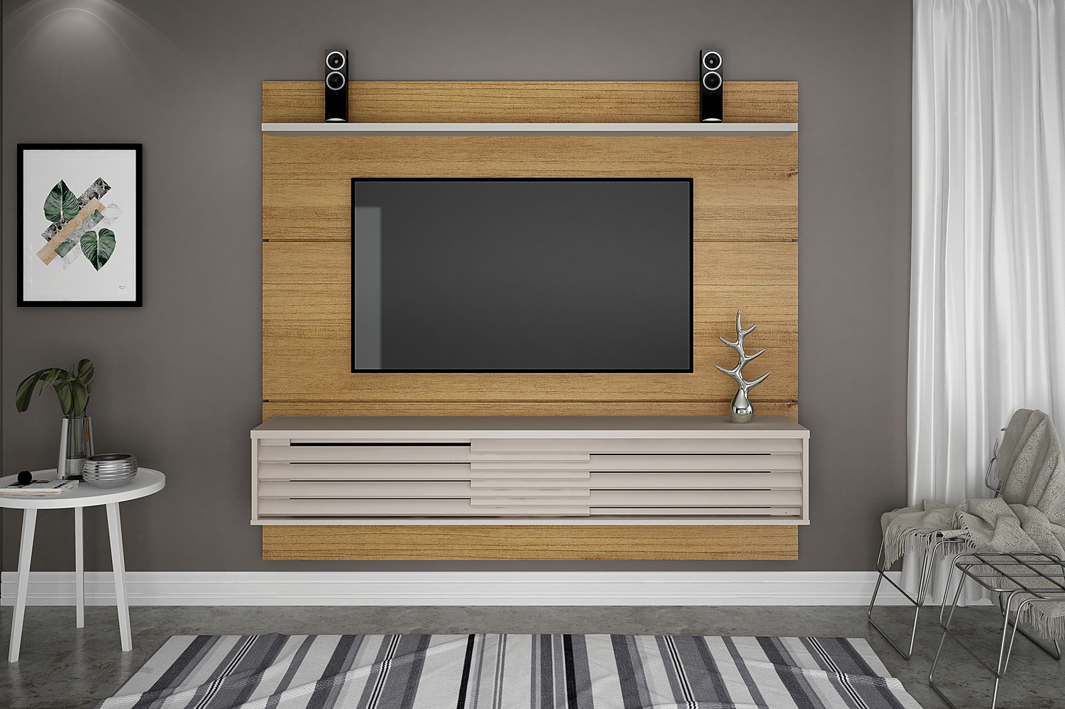 Home Suspenso California para TVs de ate 60 Polegadas Valdemoveis Cinamomo/Off White