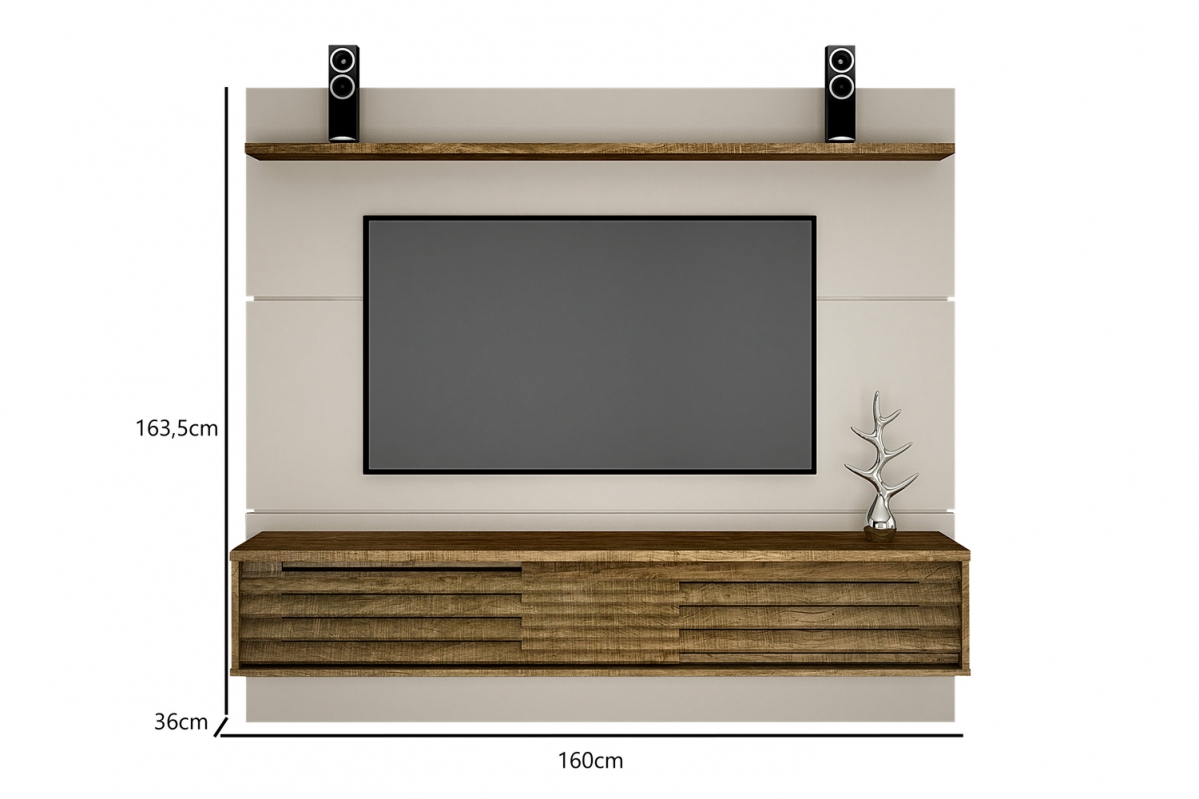 Home Suspenso California para TVs de ate 60 Polegadas Valdemoveis Off White/Ipê