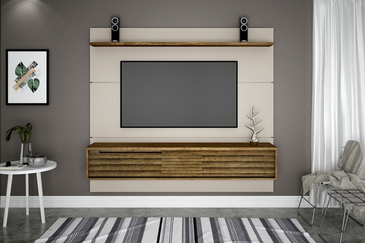 Home Suspenso California para TVs de ate 60 Polegadas Valdemoveis Off White/Ipê