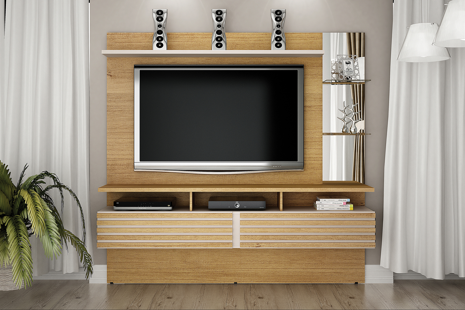 Home Suspenso Miami Para TVs de ate 65 Polegadas Valdemoveis Cinamomo/Off White