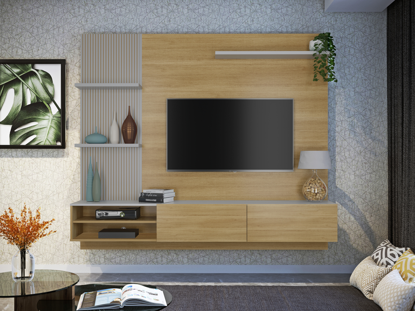 Home Suspenso Montana TV 60 Polegadas Valdemoveis Cinamomo/Off White