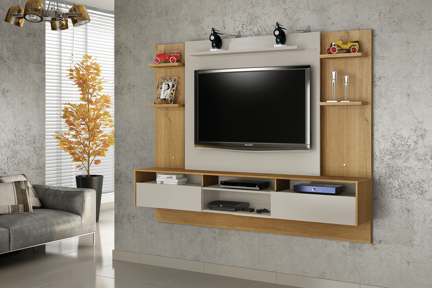 Home Suspenso Status para TVs de ate 60 Polegadas Valdemoveis Cinamomo/Off White