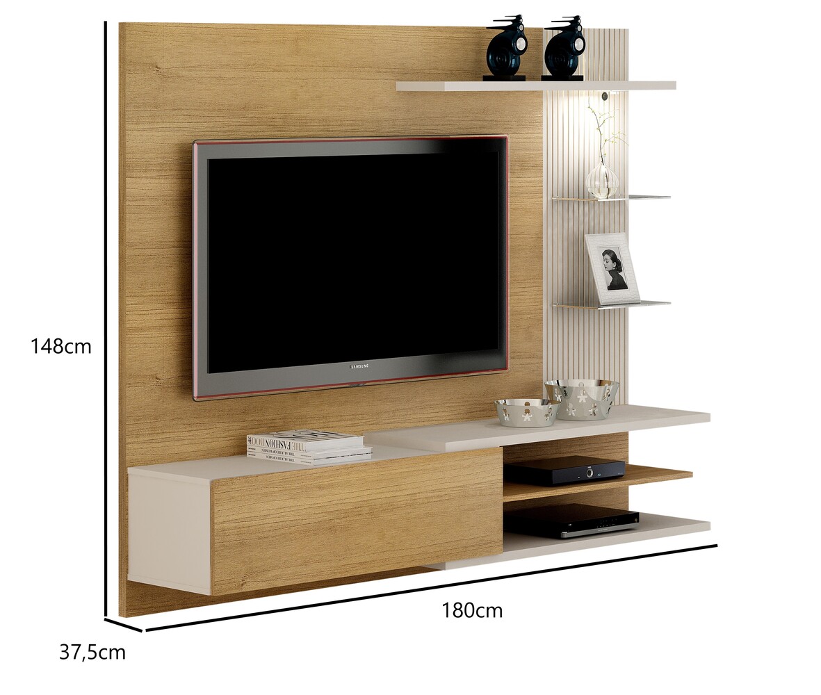 Home Suspenso para TVs ate 60 Polegadas Florida Valdemoveis Cinamomo/Off White