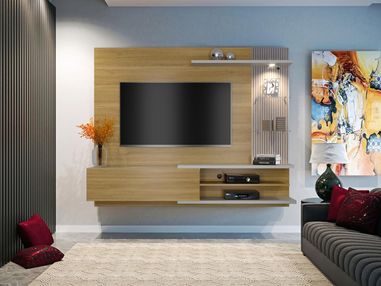 Home Suspenso para TVs ate 60 Polegadas Florida Valdemoveis Cinamomo/Off White