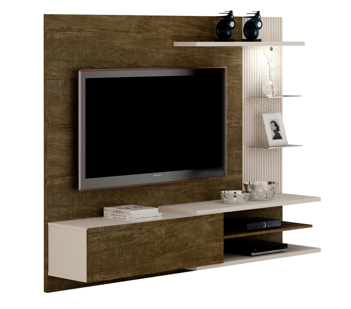 Home Suspenso para TVs ate 60 Polegadas Florida Valdemoveis Ipê/Off White