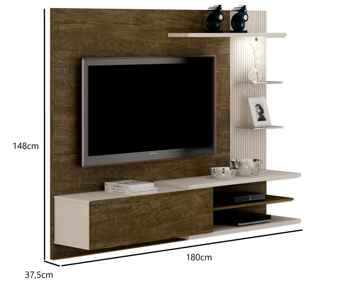 Home Suspenso para TVs ate 60 Polegadas Florida Valdemoveis Ipê/Off White