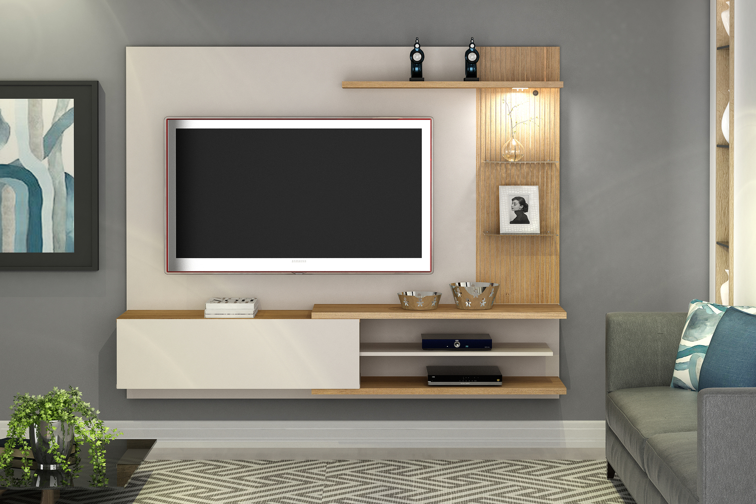 Home Suspenso para TVs ate 60 Polegadas Florida Valdemoveis Off White/Cinamomo