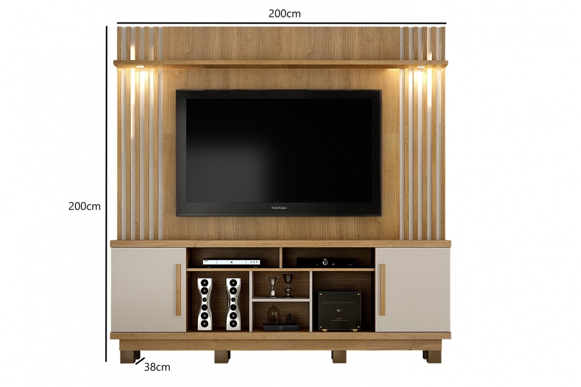 Home Theater Plenus para TV ate 60 Polegadas Valdemoveis Cinamomo/Off White