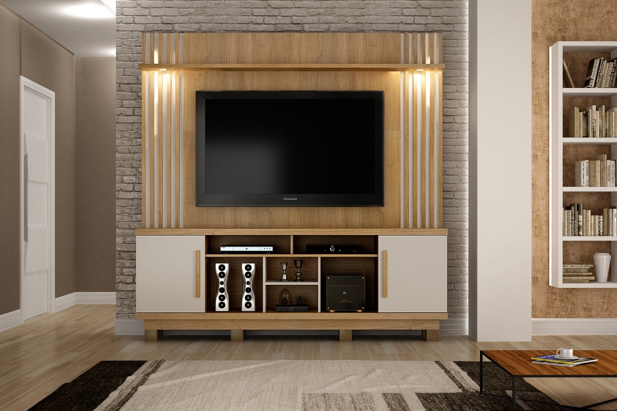 Home Theater Plenus para TV ate 60 Polegadas Valdemoveis Cinamomo/Off White