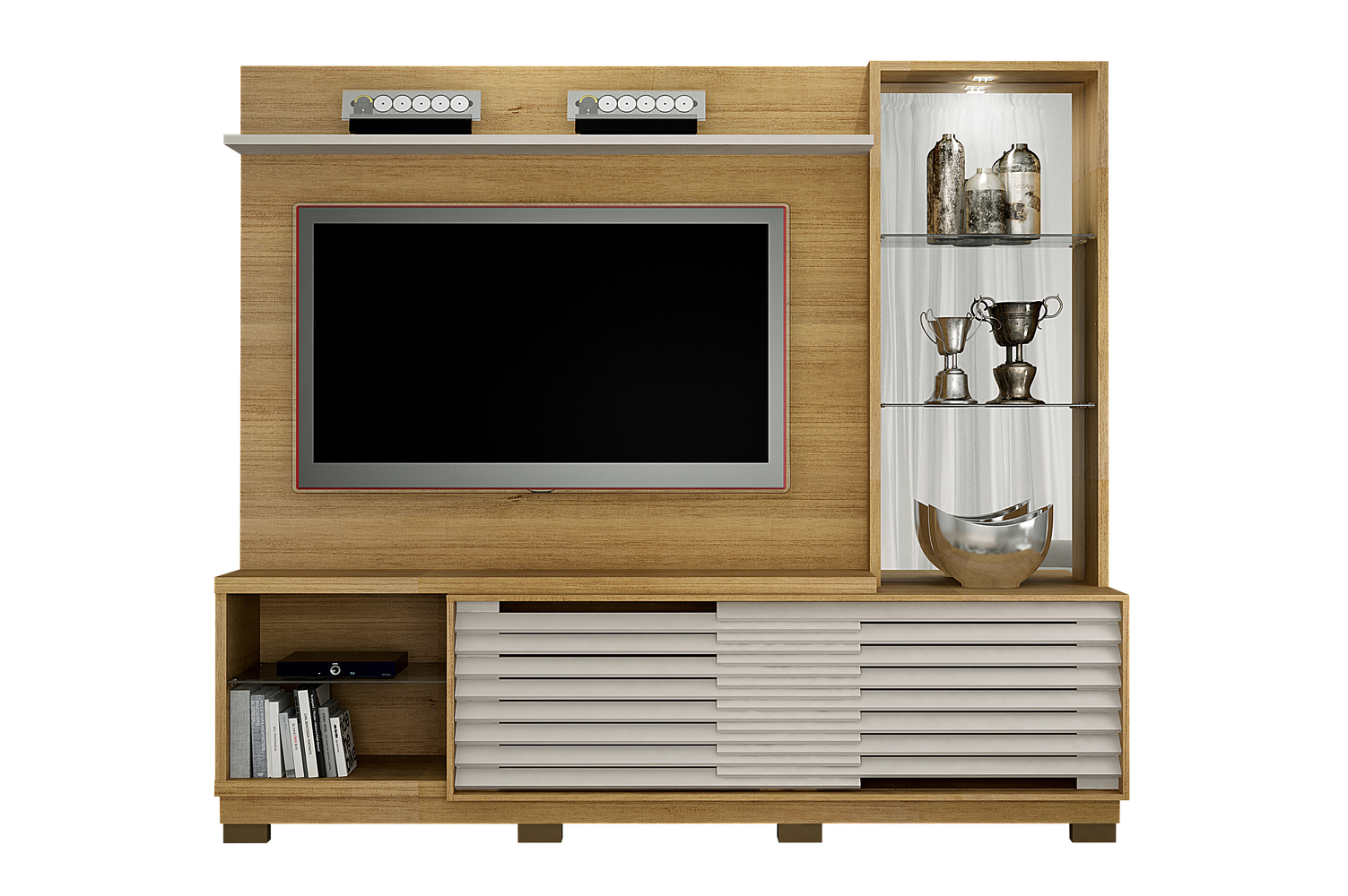 Home Theater Ravena para TV até 65 Polegadas Valdemoveis Cinamomo/Off White