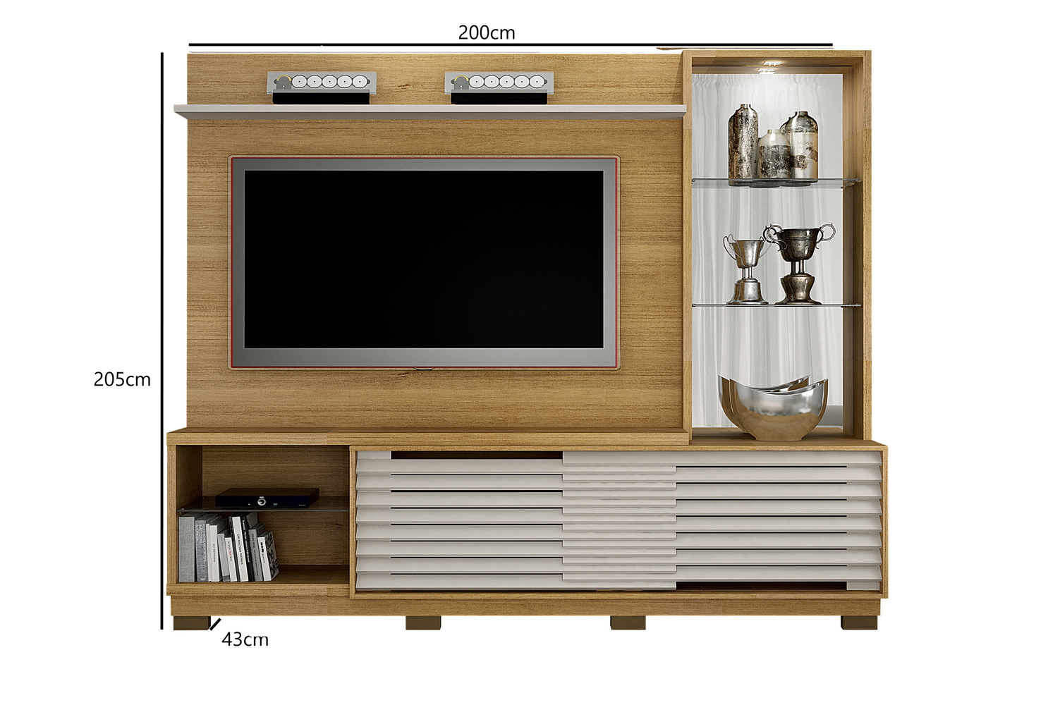 Home Theater Ravena para TV até 65 Polegadas Valdemoveis Cinamomo/Off White