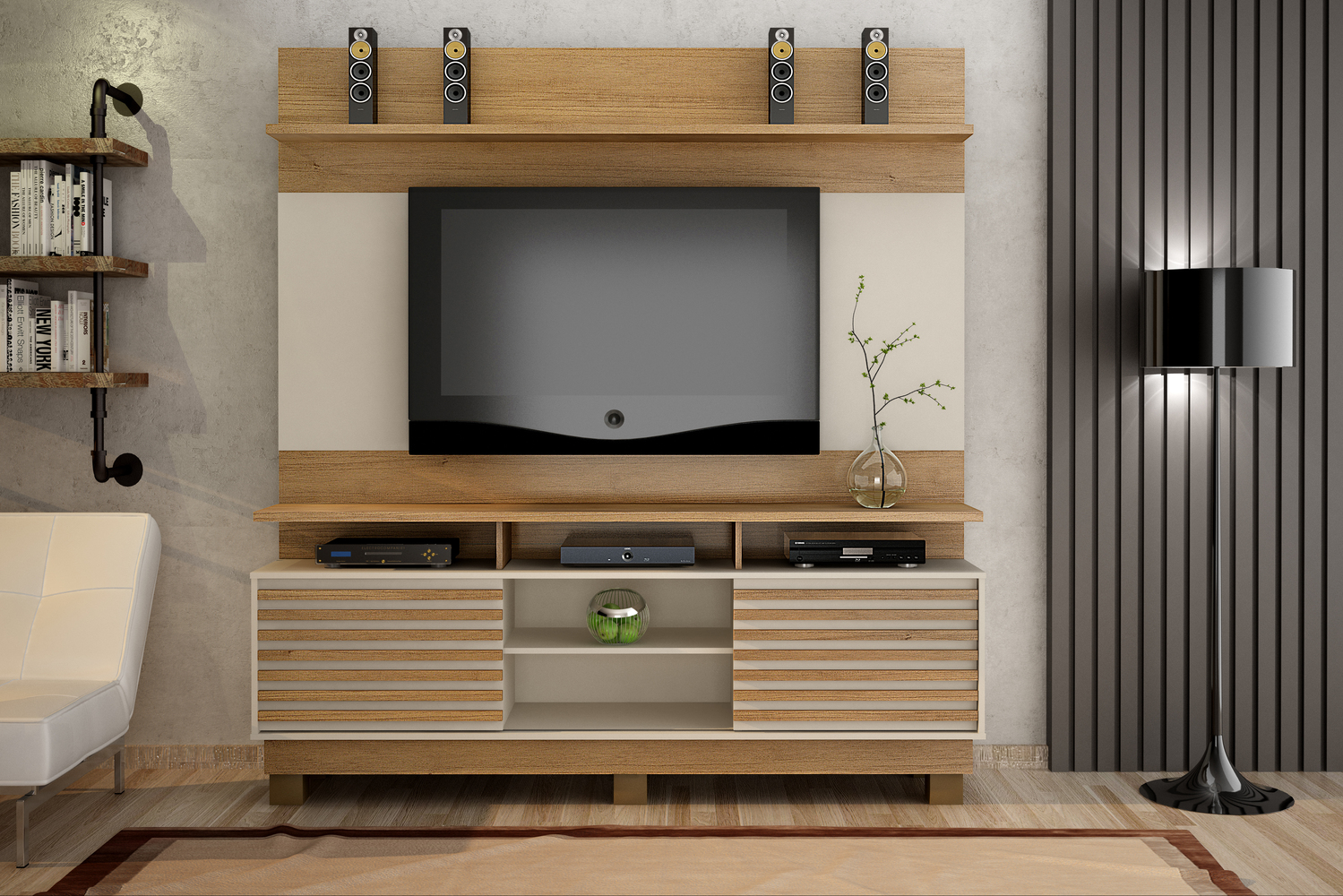 Home Theater Texas para TV ate 60 Polegadas Valdemoveis Cinamomo/Off White