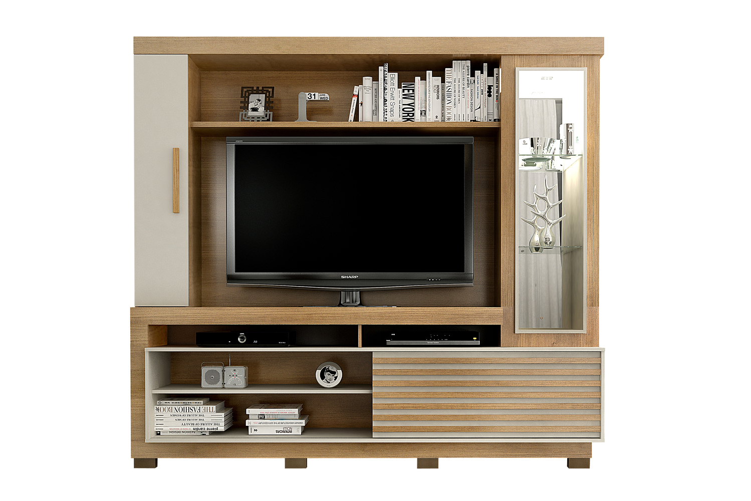 Home para TV até 60 Polegadas 1 Porta Deslizante Lexus Valdemóveis Cinamomo/Off White