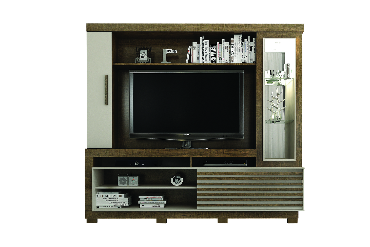 Home para TV até 60 Polegadas 1 Porta Deslizante Lexus Valdemóveis Ipê/Off White