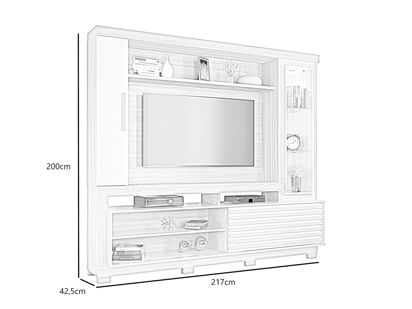 Home para TV até 60 Polegadas 1 Porta Deslizante Lexus Valdemóveis Ipê/Off White