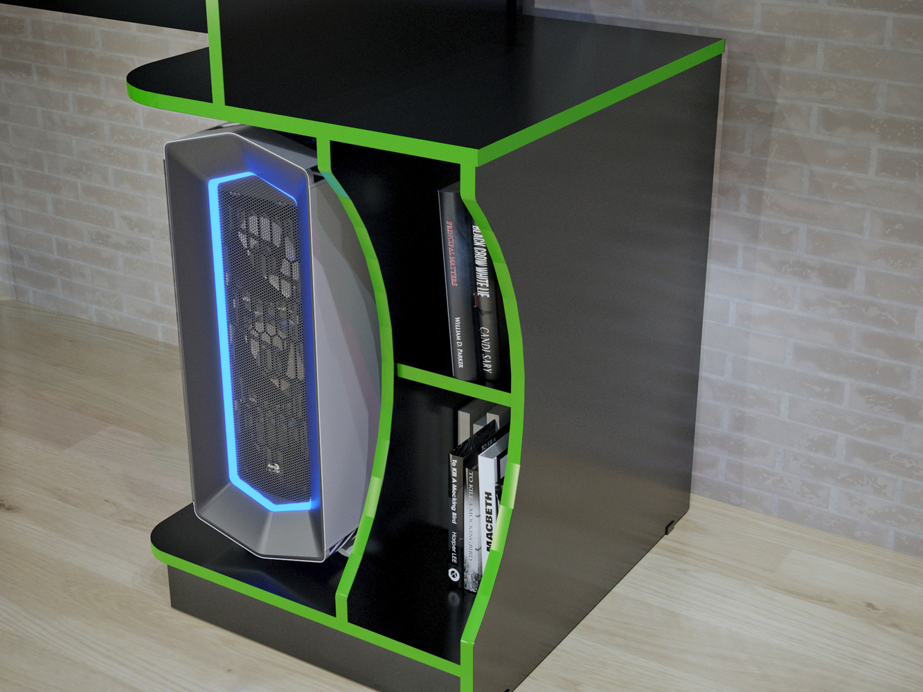 Mesa Gamer Office Valdemoveis Preto/Verde