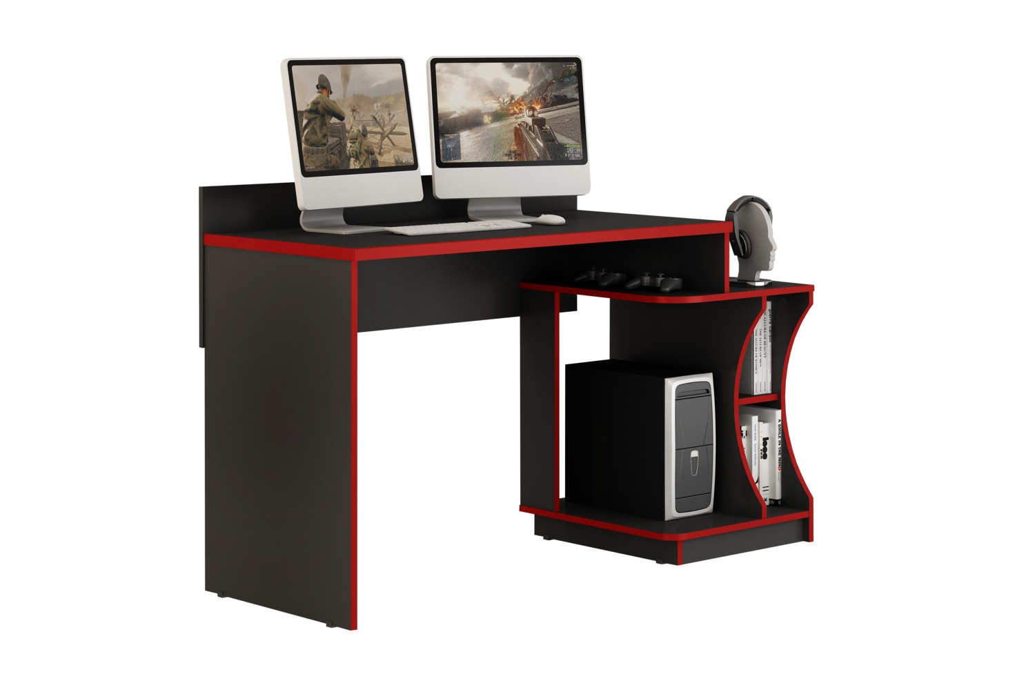 Mesa Gamer Office Valdemoveis Preto/Vermelho