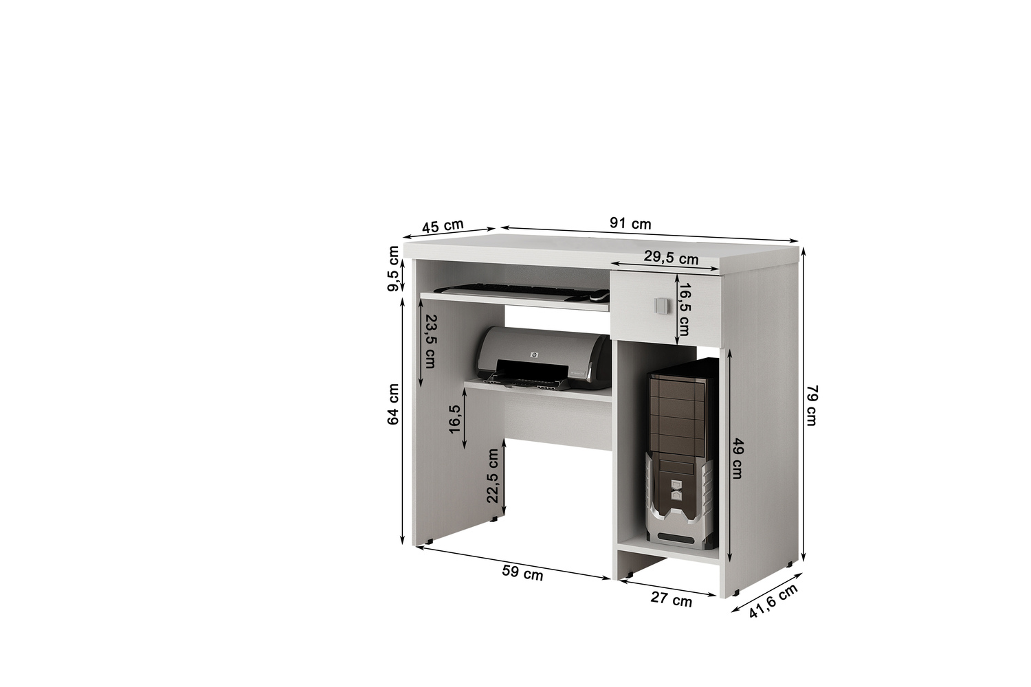 Mesa para Computador 1 Gaveta System Valdemoveis Branco