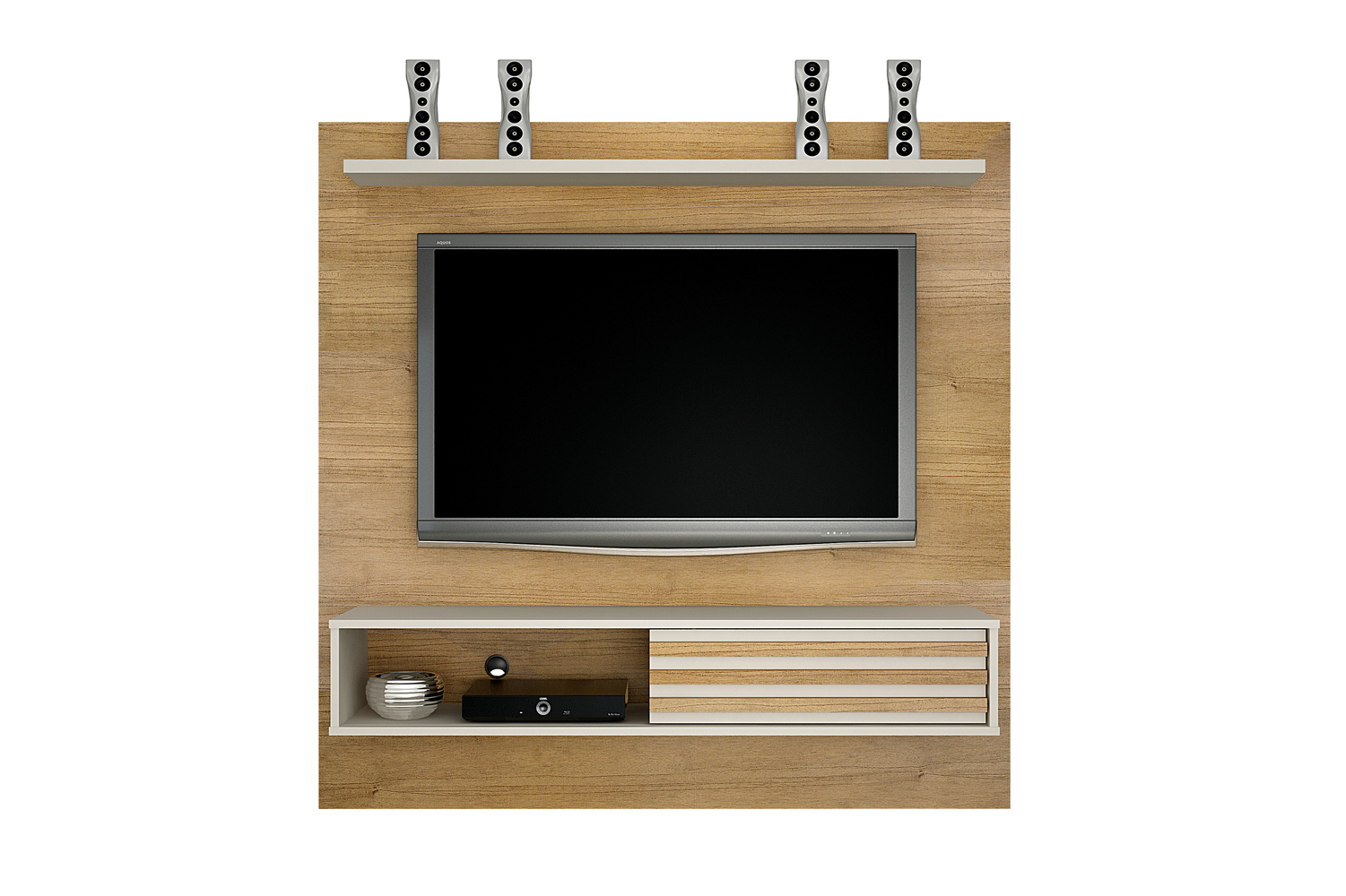 Painel Arizona Para Tv Até 50 Polegadas Com Porta De Correr Valdemoveis Cinamomo/Off White