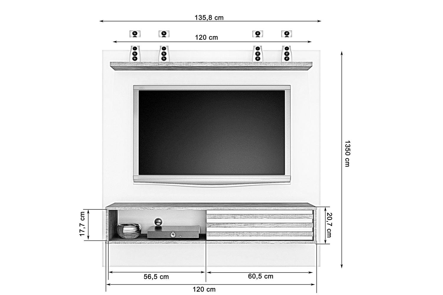 Painel Arizona Para Tv Até 50 Polegadas Com Porta De Correr Valdemoveis Ipê/Off White