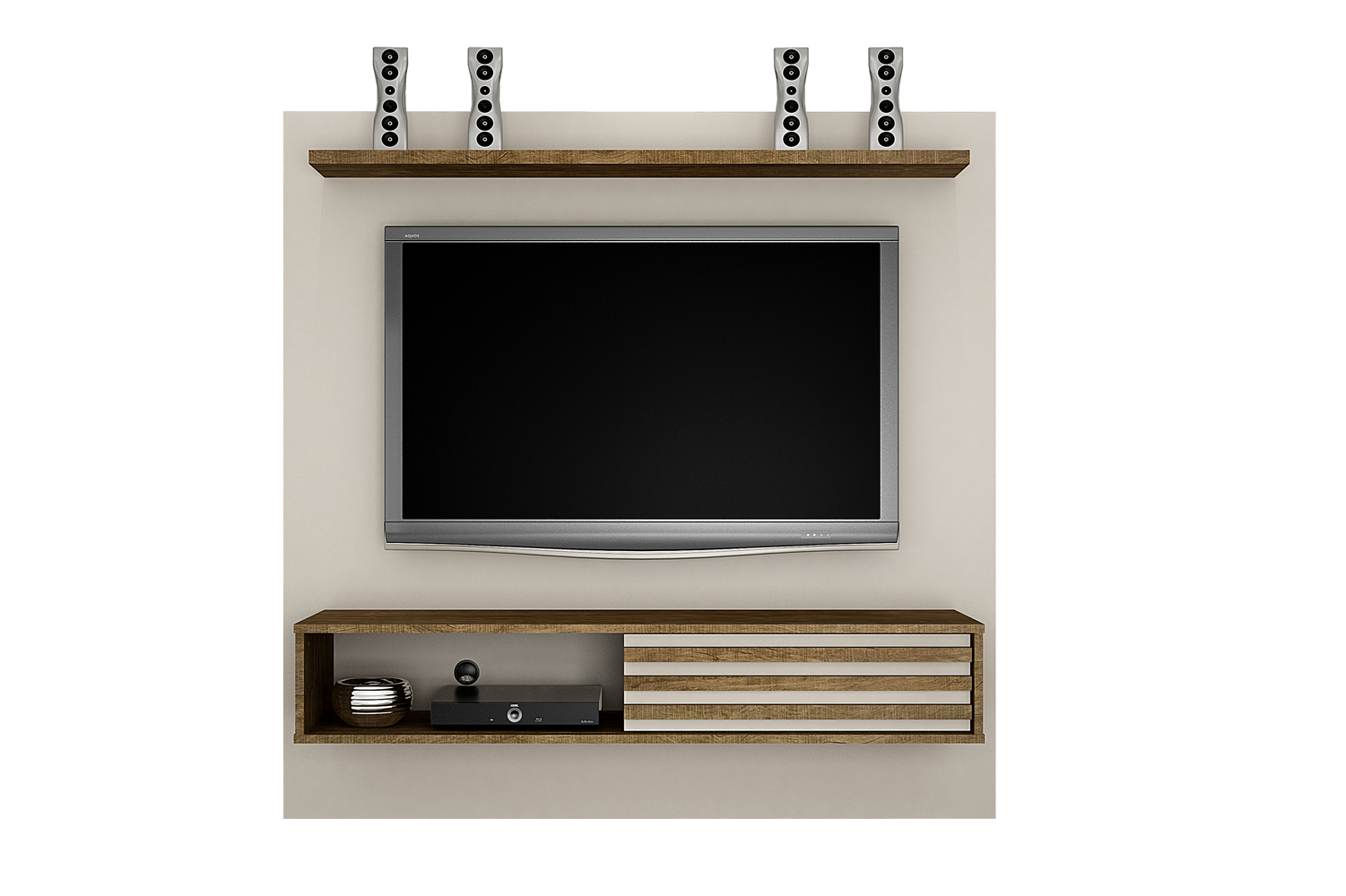 Painel Arizona Para Tv Até 50 Polegadas Com Porta De Correr Valdemoveis Off White/Ipê
