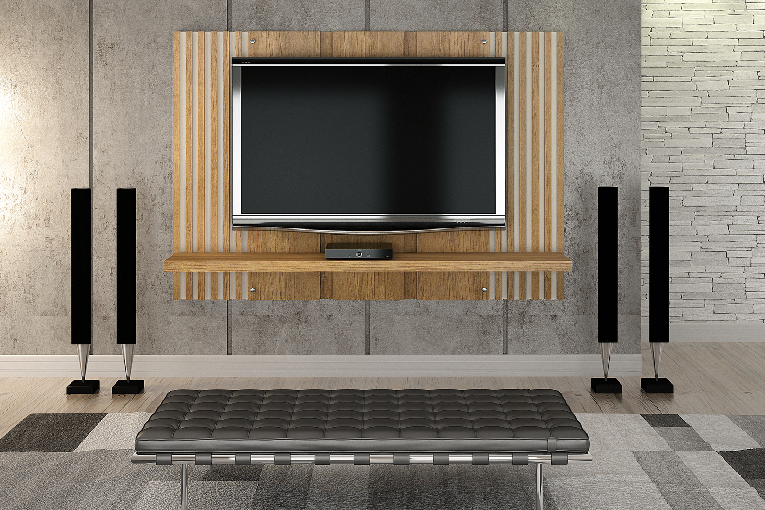 Painel Extensivel Bolonha para TV ate 47 Polegadas Valdemoveis Cinamomo/Off White