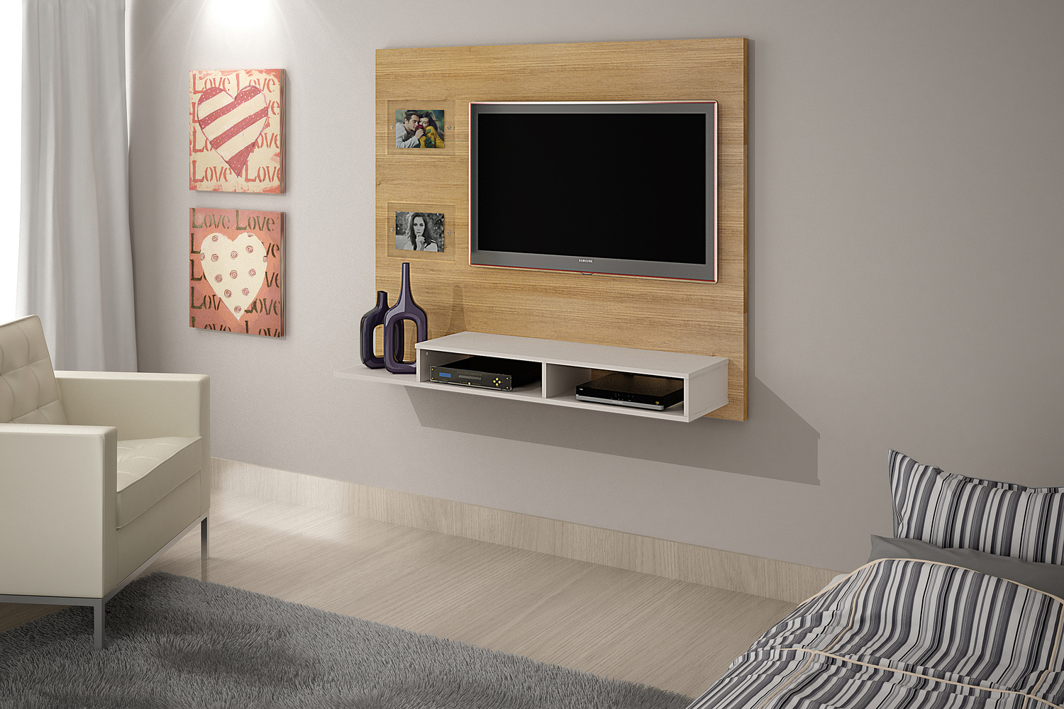 Painel para TV ate 46 Polegadas Hades Valdemoveis Cinamomo/Off White