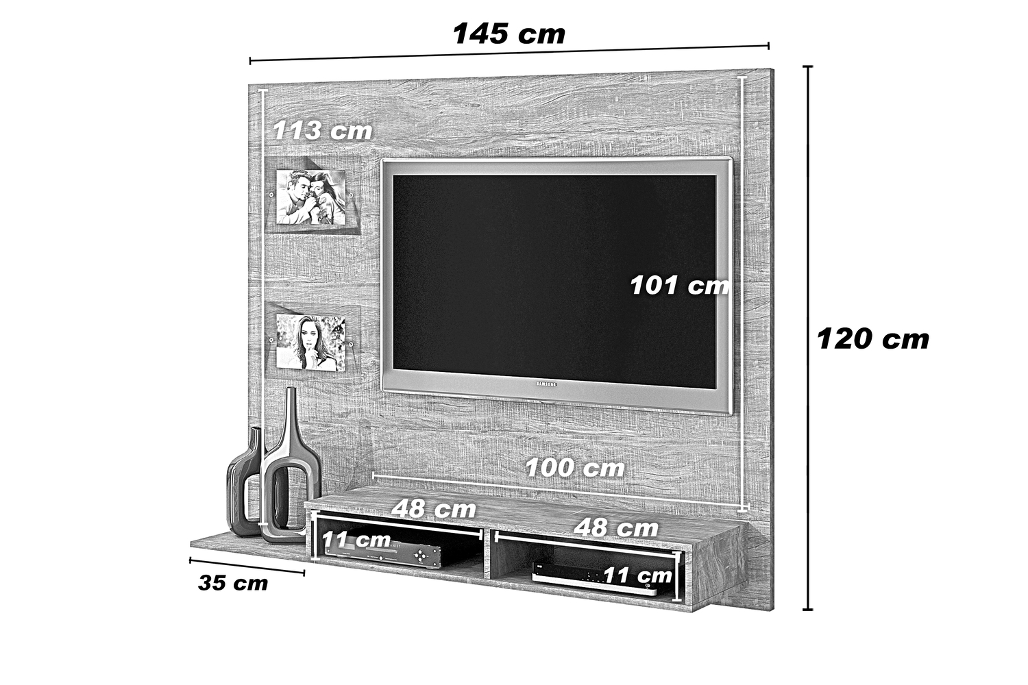 Painel para TV ate 46 Polegadas Hades Valdemoveis Cinamomo/Off White