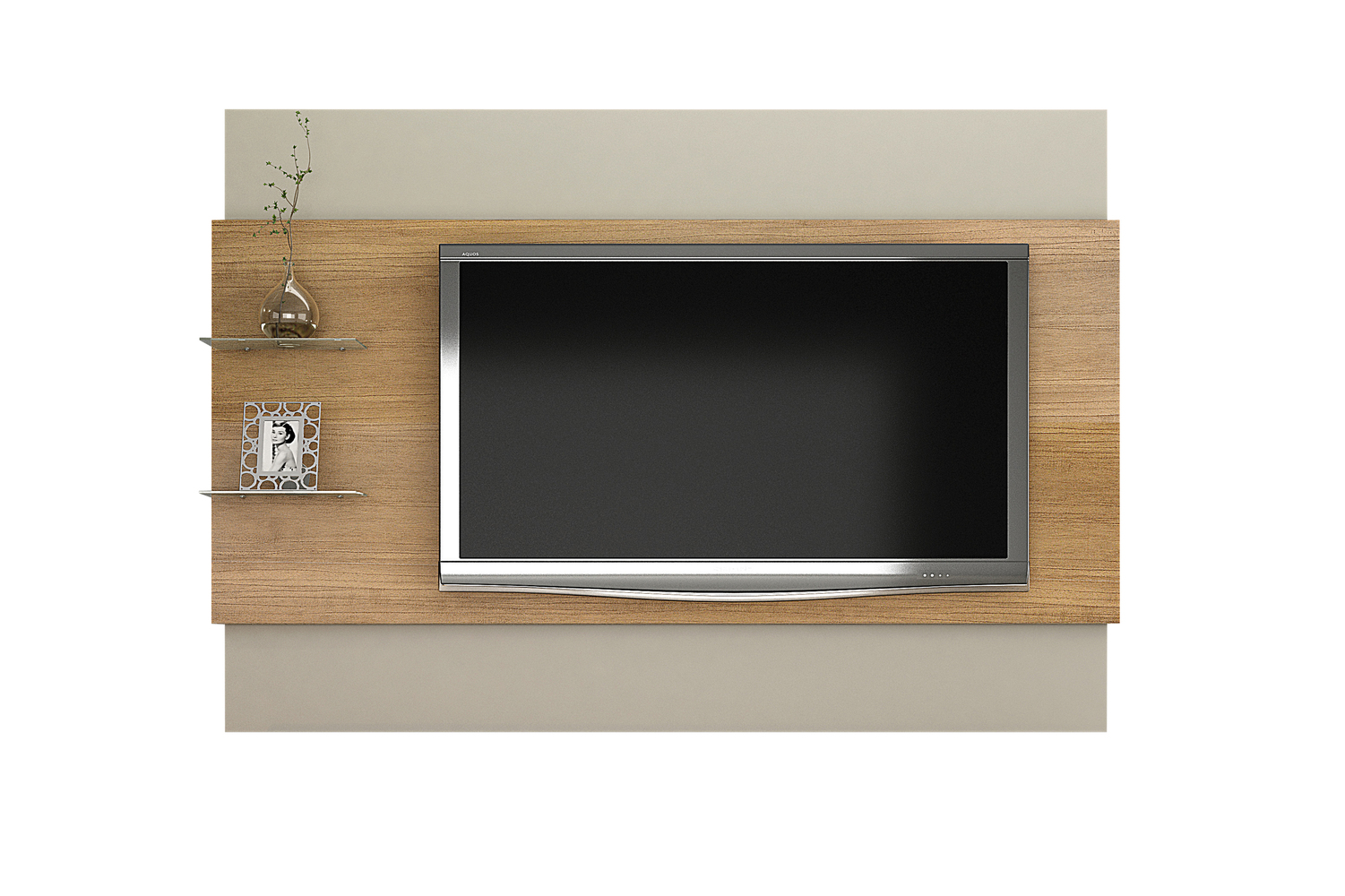 Painel para TV ate 65 Polegadas 2 Prateleiras Turim Valdemoveis Cinamomo/Off White