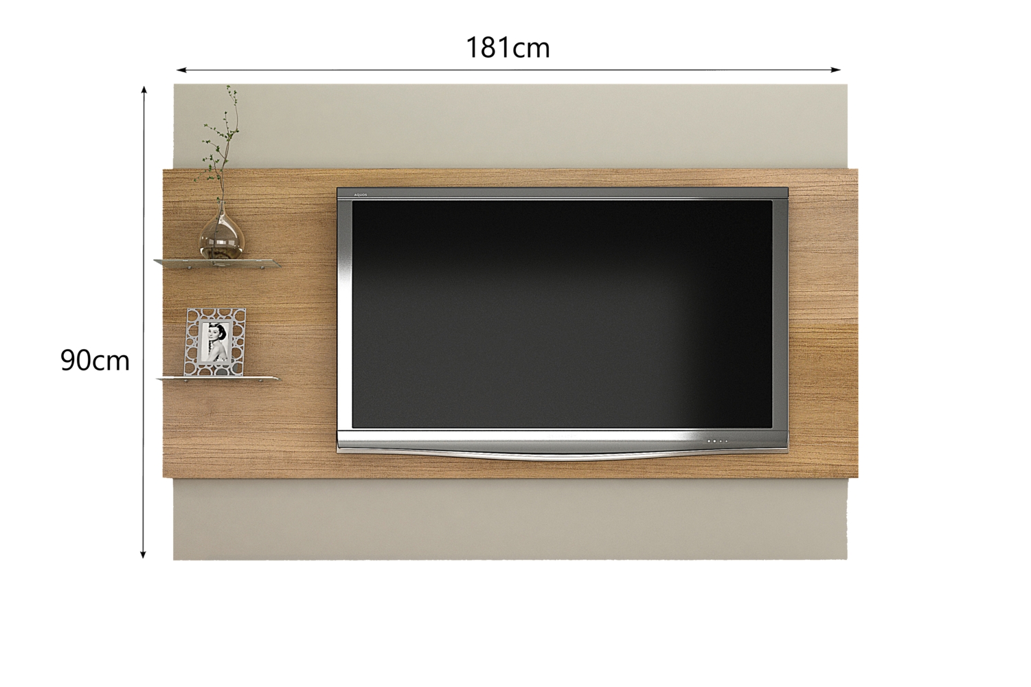 Painel para TV ate 65 Polegadas 2 Prateleiras Turim Valdemoveis Cinamomo/Off White