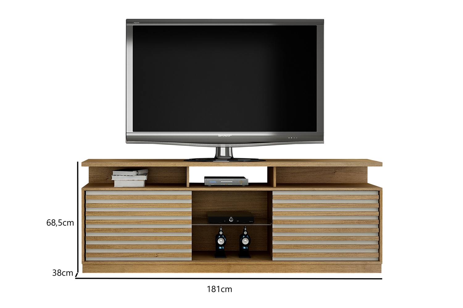 Rack Bancada Roma para TV ate 70 Polegadas Valdemoveis Cinamomo/Off White