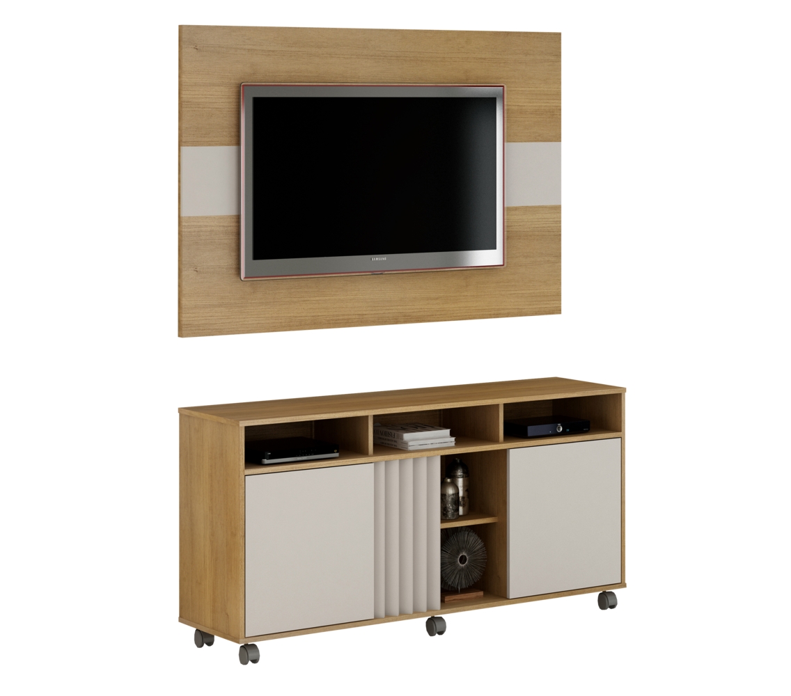 Rack Com Painel para TVs ate 50 Polegadas Viena Valdemoveis Cinamomo/Off White