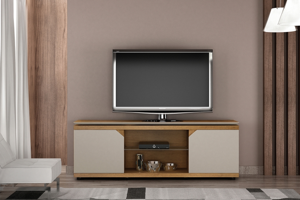 Rack Florença para TV ate 70 Polegadas Valdemoveis Cinamomo/Off White