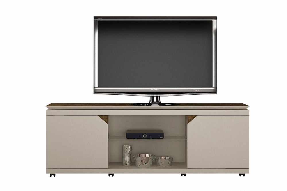 Rack Florença para TV ate 70 Polegadas Valdemoveis Off White/Ipê