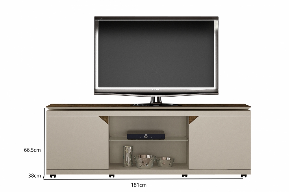 Rack Florença para TV ate 70 Polegadas Valdemoveis Off White/Ipê
