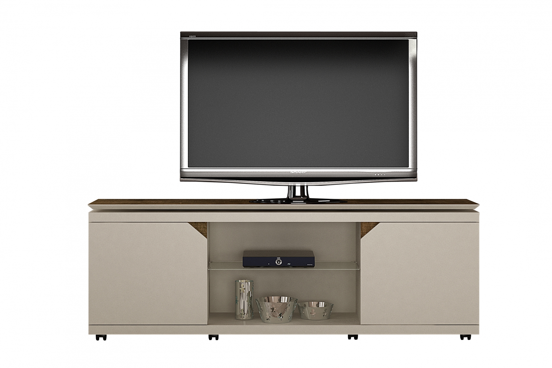 Rack Florença para TV ate 70 Polegadas Valdemoveis Off White/Ipê