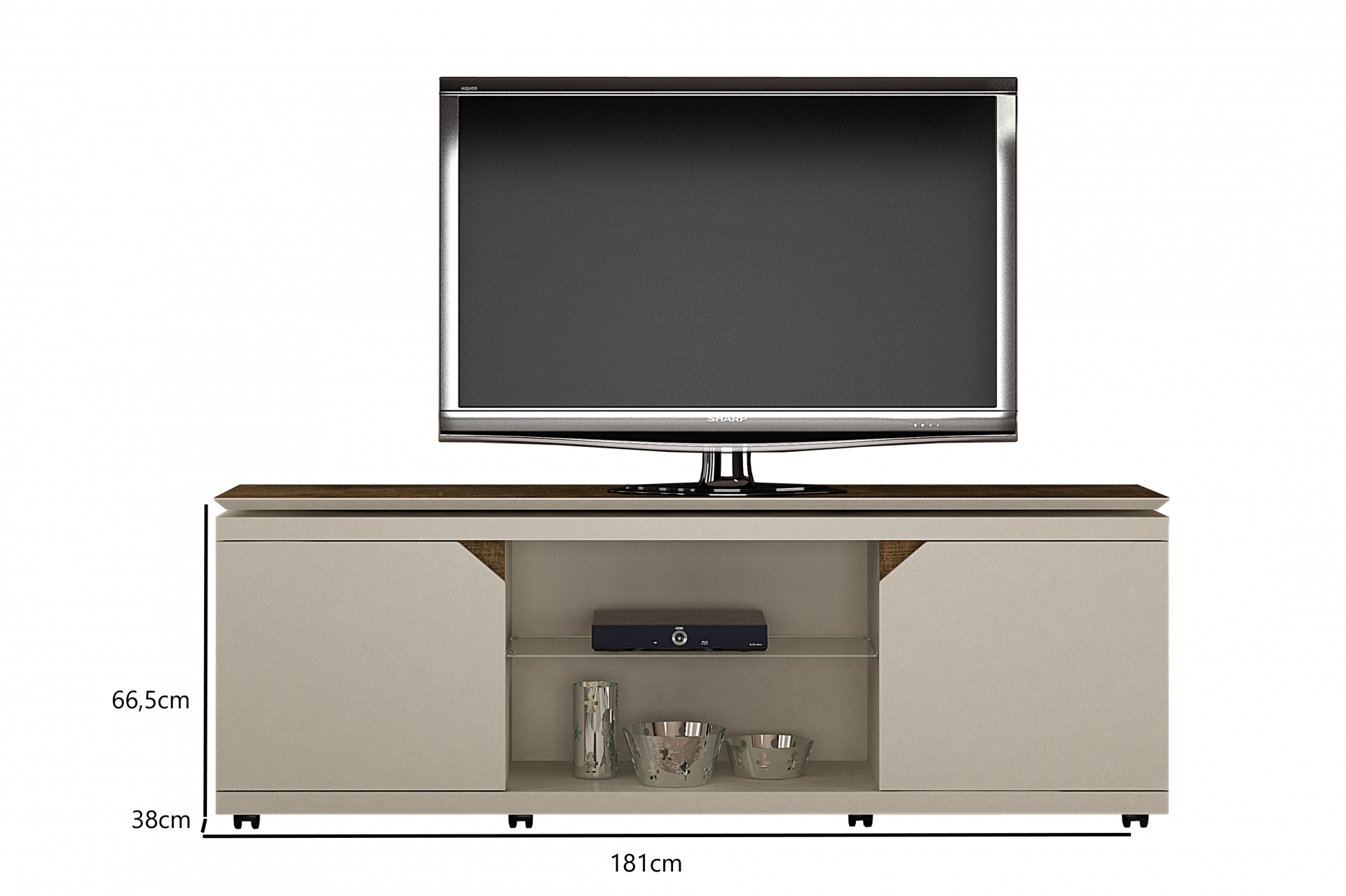 Rack Florença para TV ate 70 Polegadas Valdemoveis Off White/Ipê