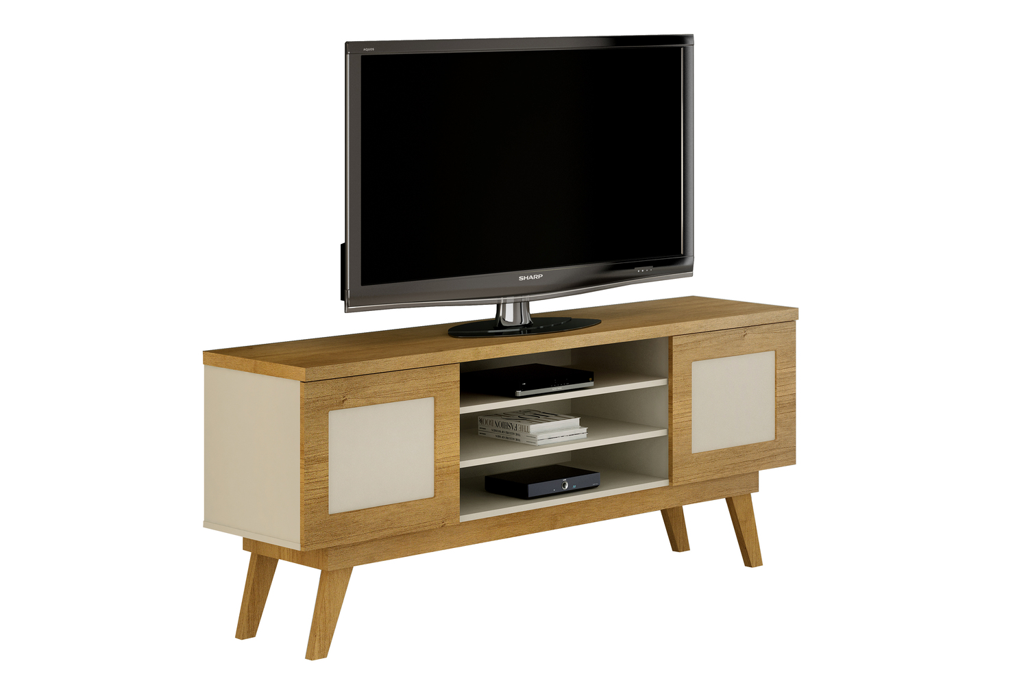 Rack para TV até 65 Polegadas 2 Portas Detroit Valdemoveis Cinamomo/Off White