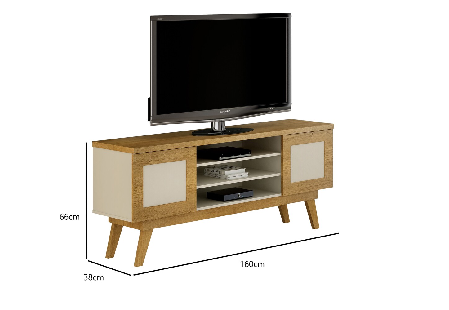 Rack para TV até 65 Polegadas 2 Portas Detroit Valdemoveis Cinamomo/Off White